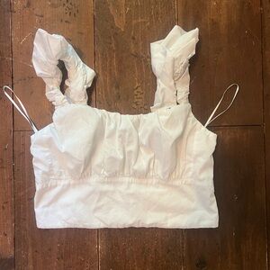 Abercrombie & Fitch White Ruffled Top